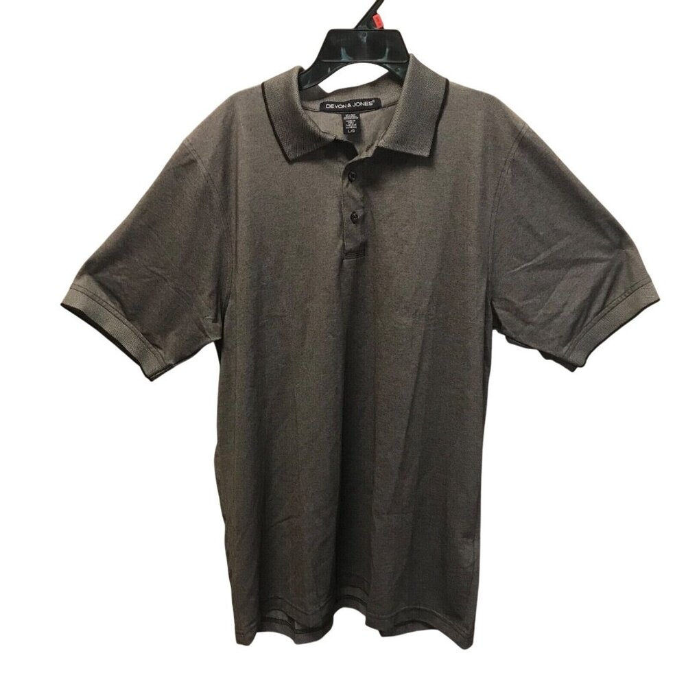 Devon & Jones Polo Shirt Men's Golf Lg Gray Heather UV 40+ Moisture Wicking NWT
